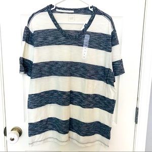 GAP Men’s XL Rugby Striped Navy Blue T-Shirt NWT